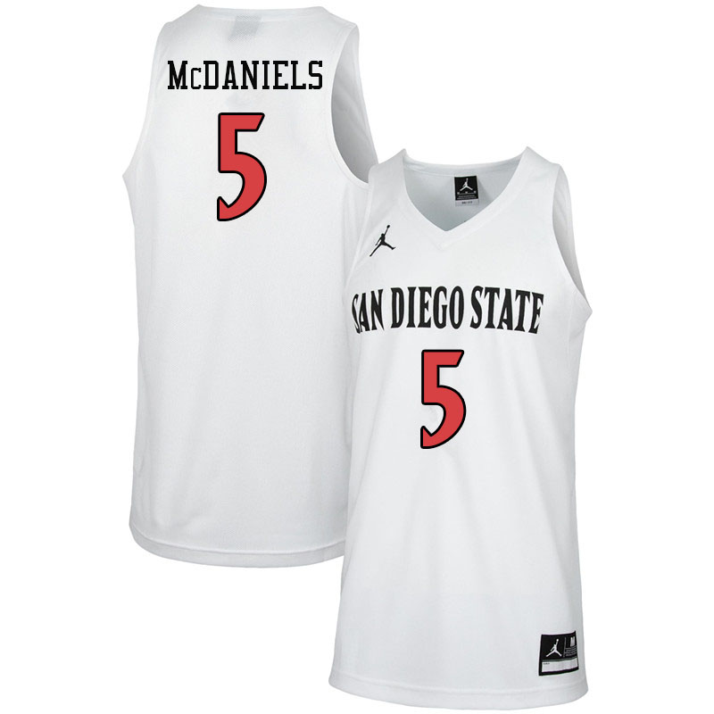 Jordan Brand Men #5 Jalen McDaniels San Diego State Aztecs College Basketball Jerseys-White